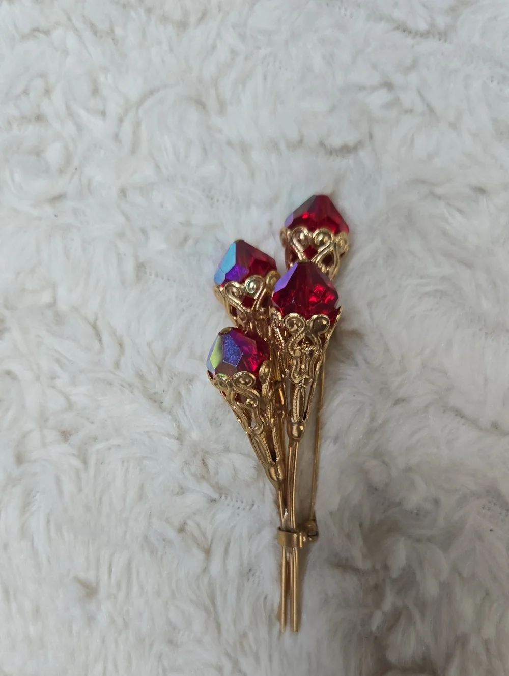 Gold Bouquet Decorative Picks with Red Crystal Accents